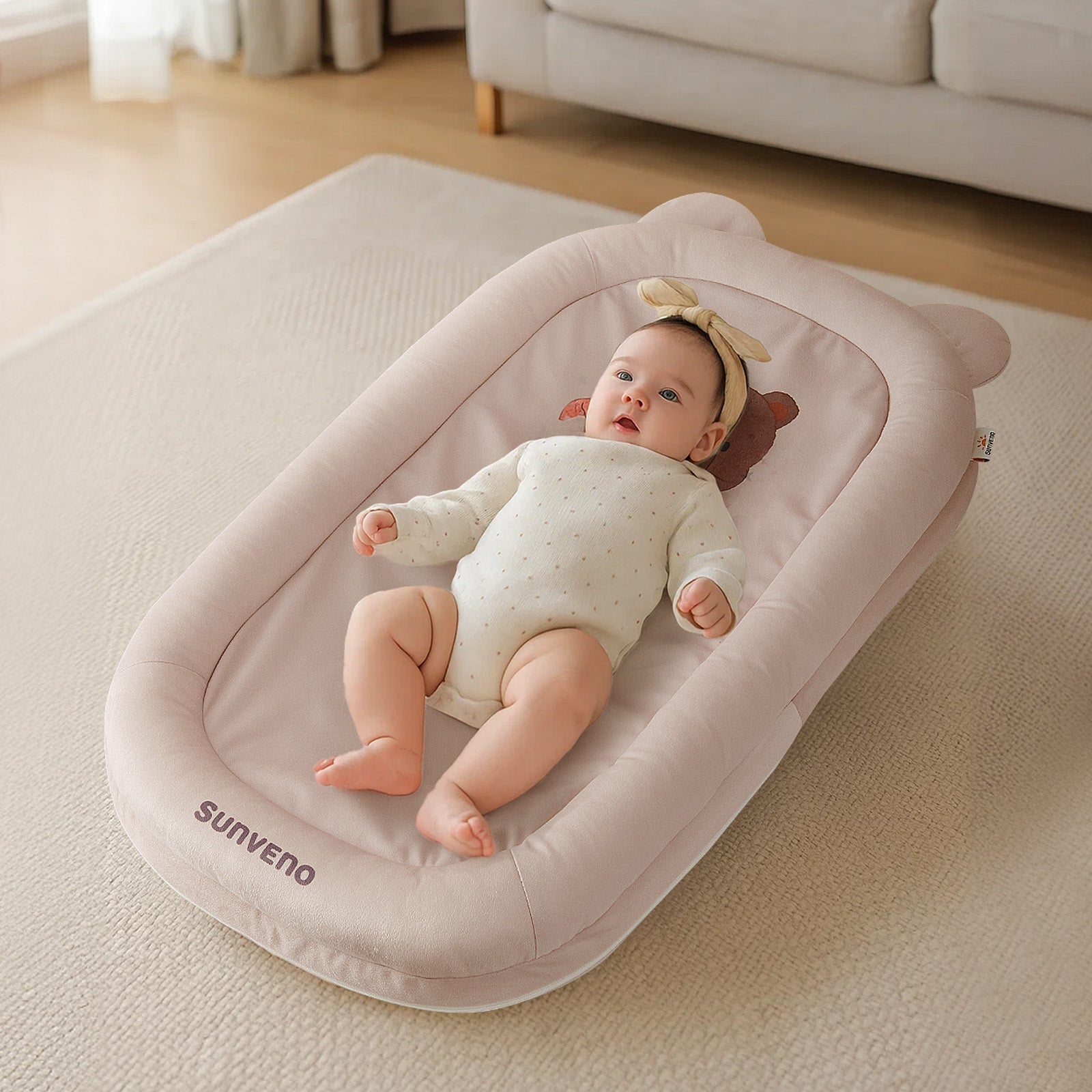 Baby Lounger for Newborns (0–12 Months) – Soft Infant Support Cushion for Play, Tummy Time & Bonding